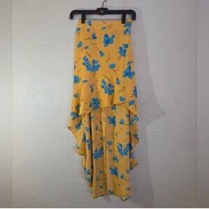 Free Press Yellow and Blue Floral High-Low Skirt